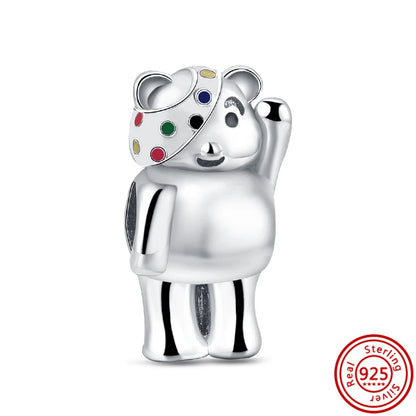 925 Sterling Silver Animal Charms Bracelet Beads with Zircon - Unicorn, Squirrel, Elephant RS172
