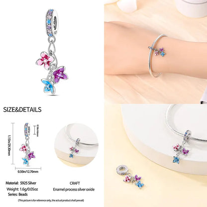 Elegant Sterling Silver Purple Flower Beads for DIY Jewelry and Charm Bracelets
