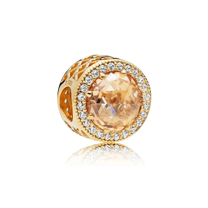 European Zircon Charm Beads 925 Silver Pendant Necklace for Women Gift P086-G