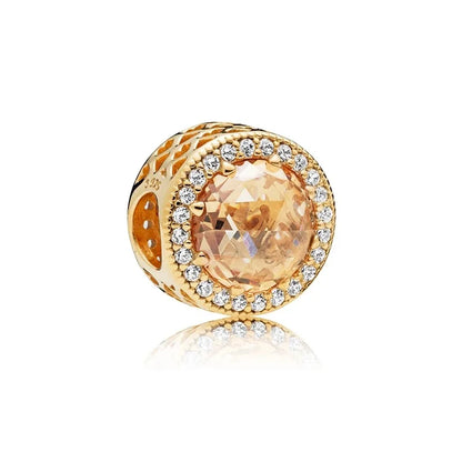 European Zircon Charm Beads 925 Silver Pendant Necklace for Women Gift P086-G