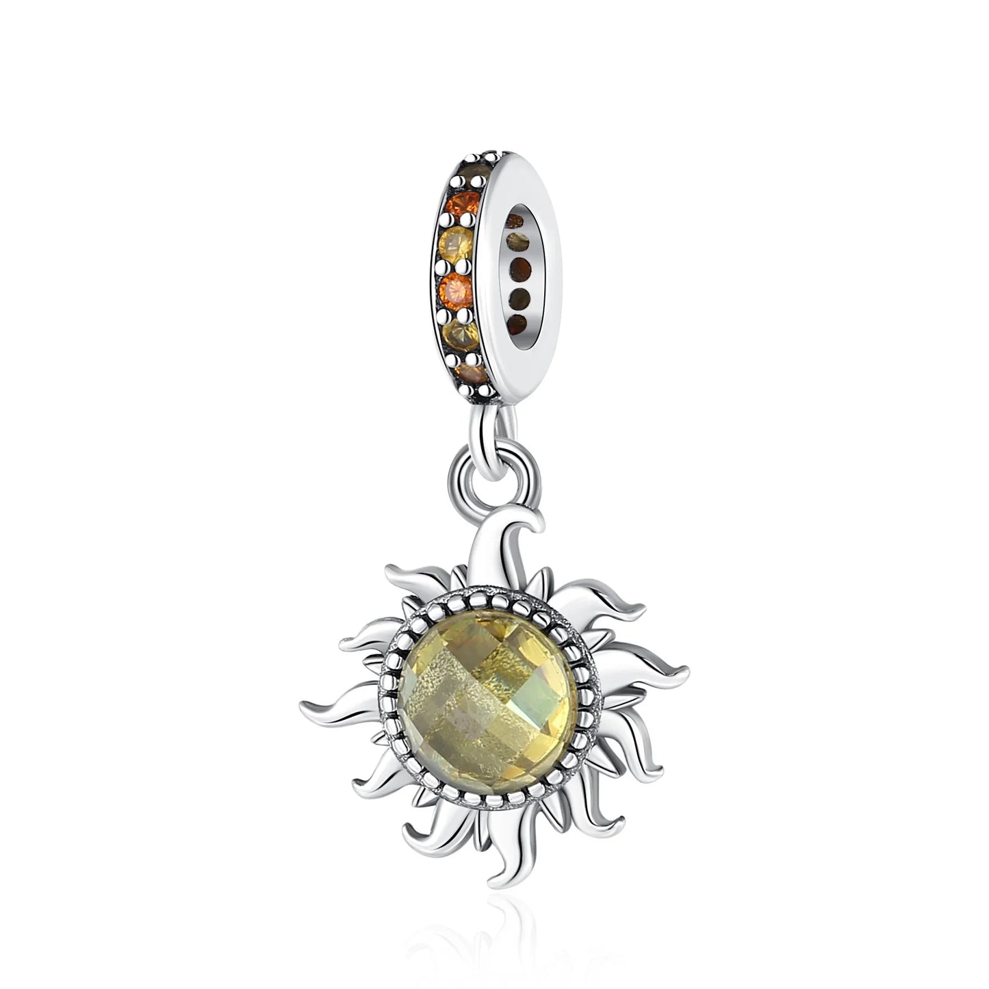 925 Sterling Silver Charms Set Moon Stars Sun Flower Heart Zircon Beads for DIY Jewelry and Gifts