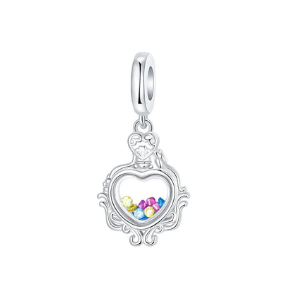 925 Sterling Silver Charms Set Moon Stars Sun Flower Heart Zircon Beads for DIY Jewelry and Gifts