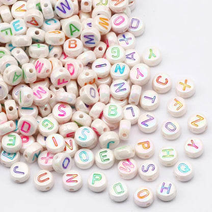 Gold Color Acrylic Spacer Beads with Black Letter Charms for Jewelry Making and DIY Crafts