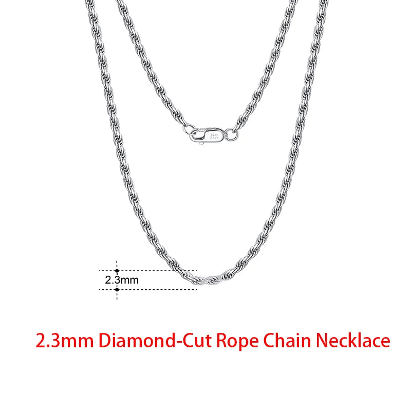 Rinntin 925 Sterling Silver Flat Mariner Chain Necklace Stylish Versatile Unisex Jewelry 2.3mm-Rope Chain