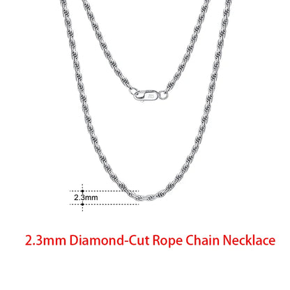Rinntin 925 Sterling Silver Flat Mariner Chain Necklace Stylish Versatile Unisex Jewelry 2.3mm-Rope Chain