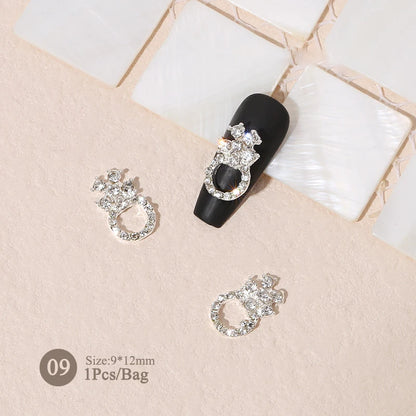 Elegant Gold Silver Metal Bowknot Nail Charm 3D Rhinestone Decor for DIY Manicure Art
