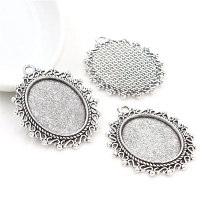 Antique Finish Cameo Cabochon Bracelet Setting Trays in Gold Silver Bronze and Rhodium 10 Pack