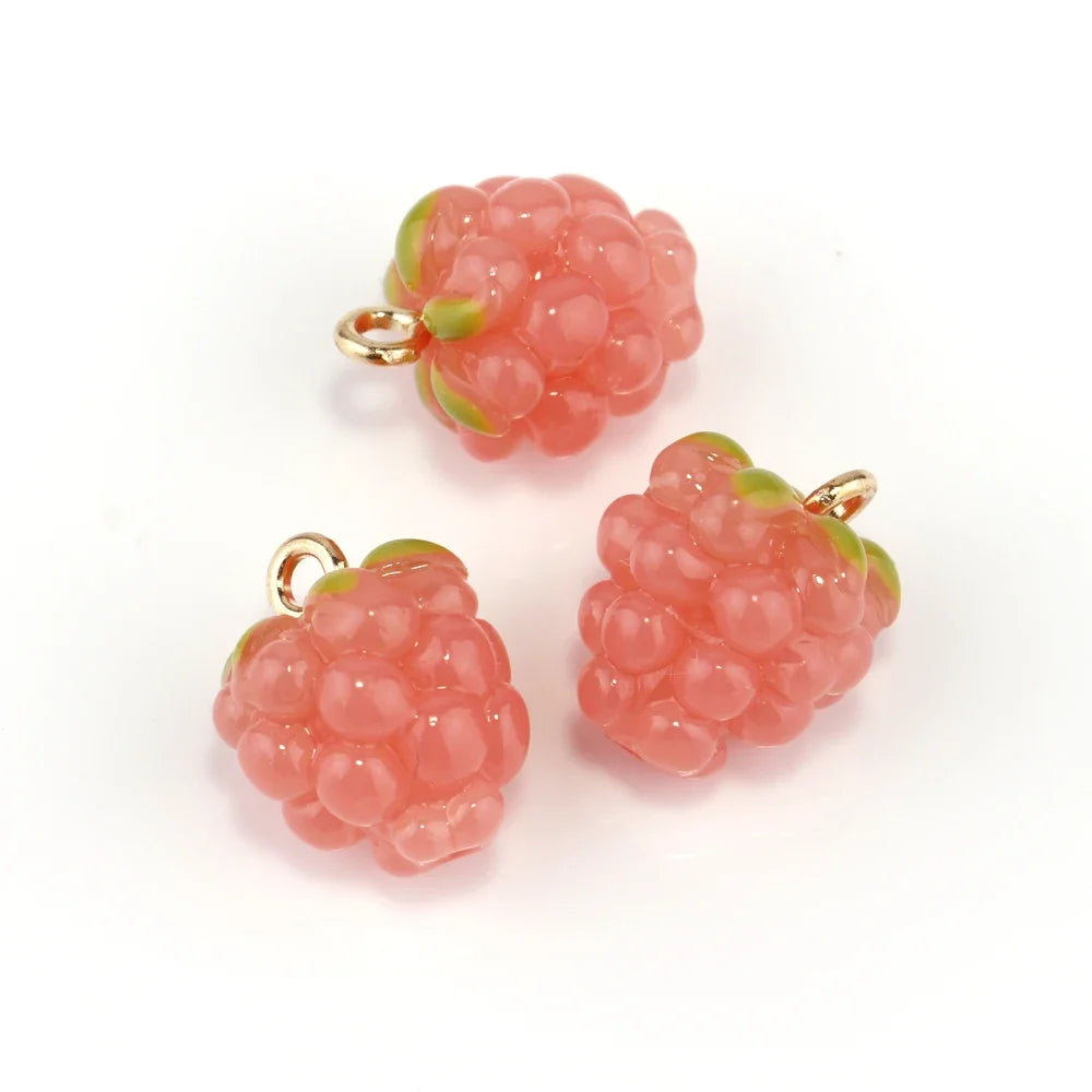 Charming 3D Raspberry Grapes Resin Fruit Charms for DIY Jewelry and Crafts