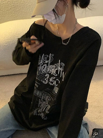 Dozw Y2K T Shirt Fairy Grunge Vintage Letter Print Women