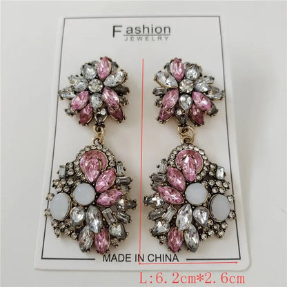 Indian Ethnic Crystal Rhinestone Necklace Earrings Set for Bridal 2024 Colorful Sets