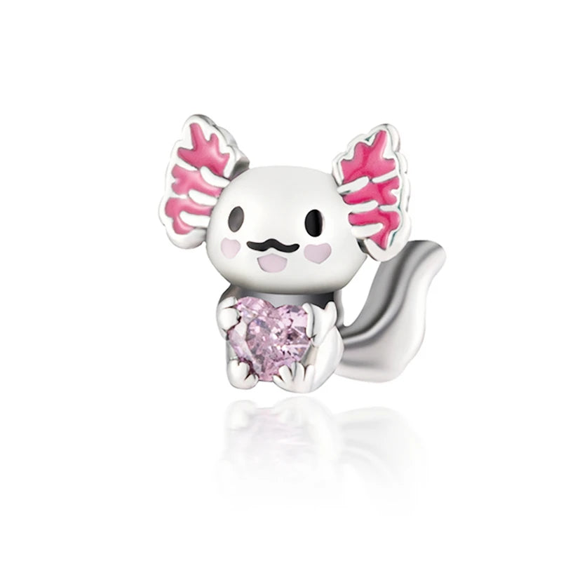 Pink Butterfly Axolotl Dangle Beads For 925 Silver Bracelet