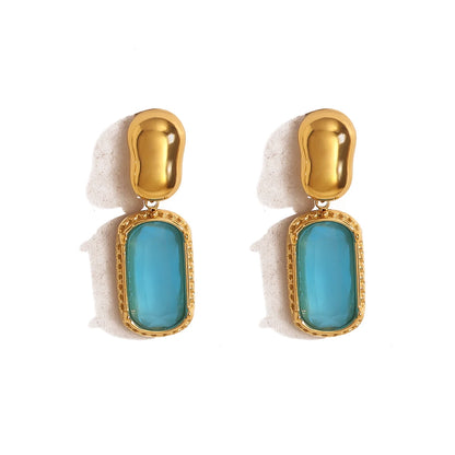 Wild and Free 18K Gold Plated Cubic Zirconia Stainless Steel Drop Earrings for Women