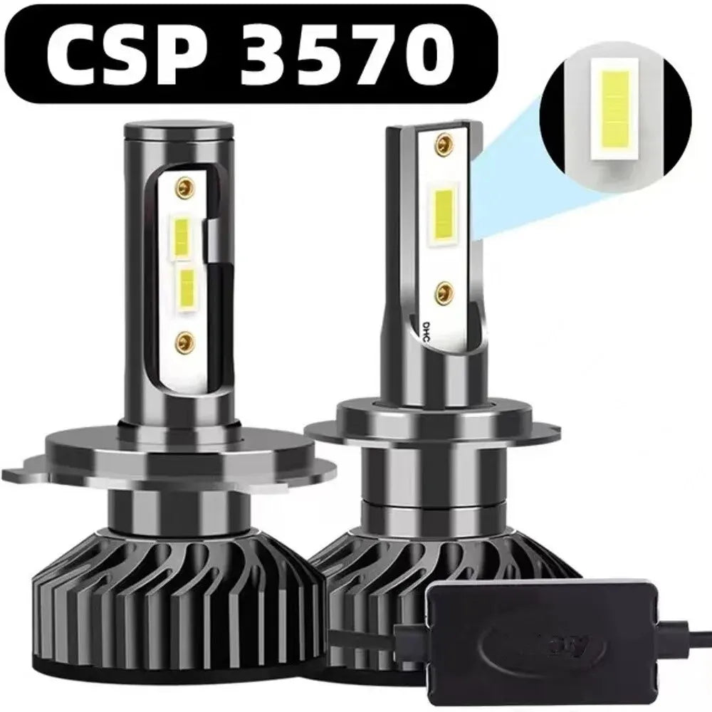 2X High Power H7 H4 LED Car Headlight Bulbs 30000LM CSP COB 6000K Cooling Fan CANBUS Compatible