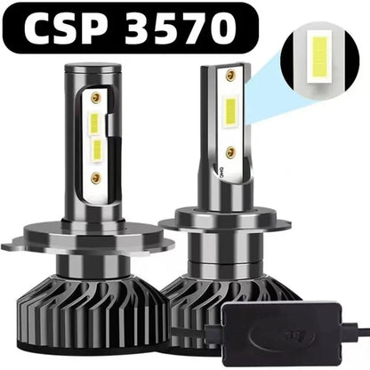 2X High Power H7 H4 LED Car Headlight Bulbs 30000LM CSP COB 6000K Cooling Fan CANBUS Compatible