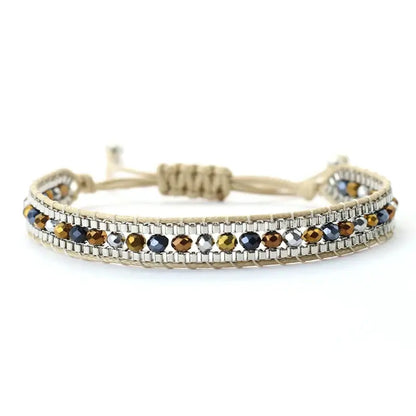 Bohemian Cord Chain Bracelet for Women - Beach Style Handmade Jewelry Khaki