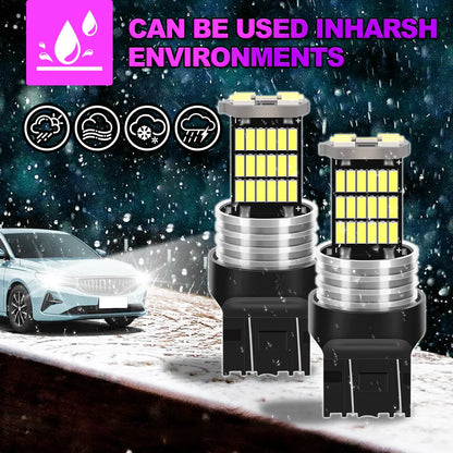 Roadsun 2 PCS 7443 LED Bulbs CANBUS 6W 12V 6500K Super Bright White Car Tail Brake Turn Signal Lights