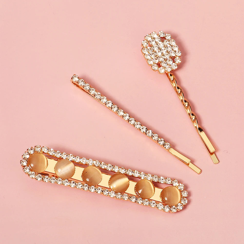 Elegant Bridal Rhinestone Hairpins For Women With Cubic Zirconia Gems