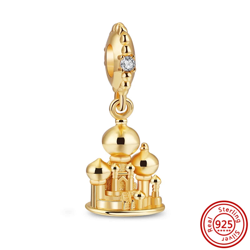 925 Silver Hot Air Balloon Castle Tower Mushroom Charms