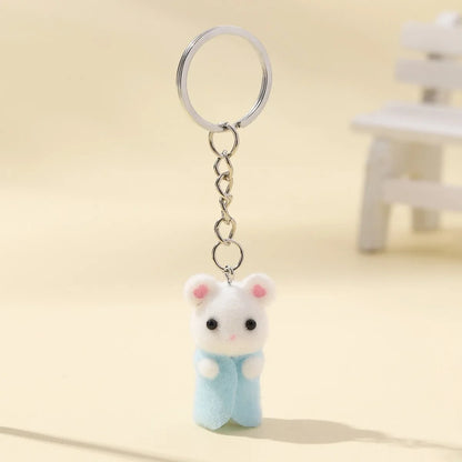 3D Cute Mouse Flocking Charms Cartoon Animal Resin Pendant for DIY Jewelry Making and Handmade Accessories
