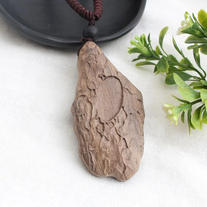 Vintage Long Sweater Chain Necklace for Women with Handmade Sandalwood Pendants in Ethnic Style