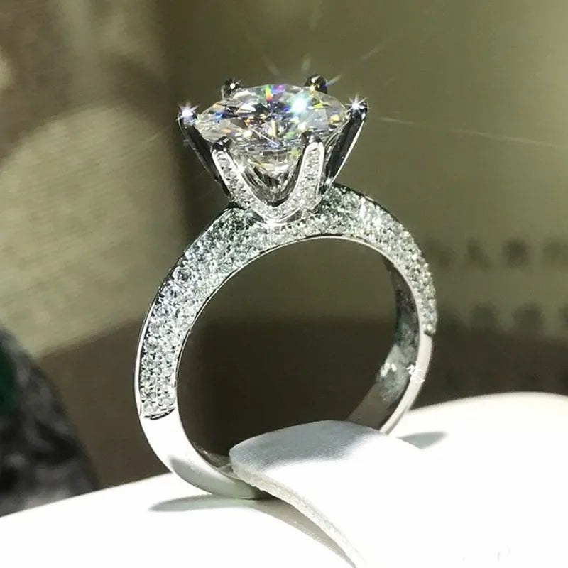 Classic Lady Lab Diamond Ring in 925 Sterling Silver Elegant Bridal Engagement Jewelry Gift for Women Style 2