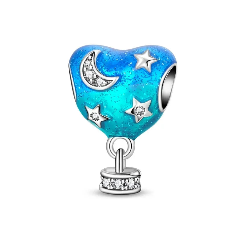 Sparkling Purple Jellyfish Sterling Silver 925 Charm Bead Birthday Pendant for DIY Bracelet Jewelry