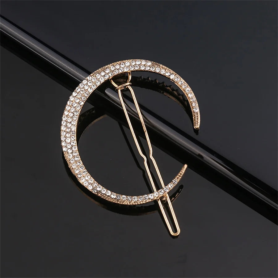 Vintage Moon Star Rhinestone Hairpin for Women Bridal Wedding Accessories