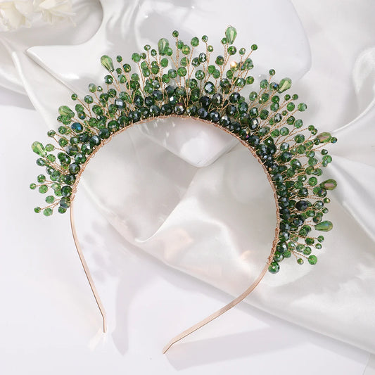 Luxury Crystal Bridal Crown Headband with Silver Diamonds Handmade Wedding Hair Accessories for Elegant Brides and Bridesmaids