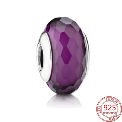 925 Sterling Silver Purple Star Animal Heart Flower Charms Beads for DIY Necklace and Bracelet Jewelry Gift