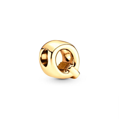 Gold Plated A To Z Alphabet Charm Beads For 925 Bracelet