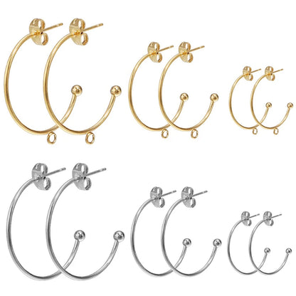 Stainless Steel C-Shaped Ear Hooks DIY Earring Posts Jewelry Making Supplies Set