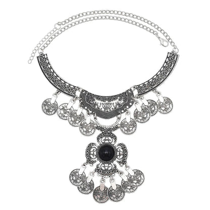 Indian Vintage Coin Tassel Choker Necklace for Women Ethnic Boho Jewelry Gift