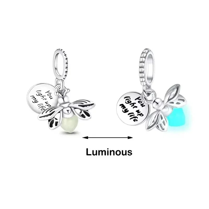 925 Sterling Silver Purple Star Animal Heart Flower Charms Beads for DIY Necklace and Bracelet Jewelry Gift