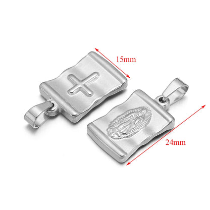 Vintage Stainless Steel Madonna Cross Charms for DIY Jewelry Making - Set of 5