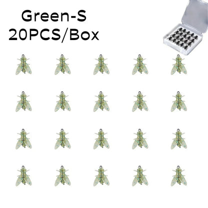 20PCS/Box Bionic Fly Fishing Bait Soft Hook for Salmon Trout Green-8mm