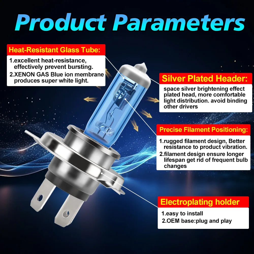 Universal 6000K Xenon White LED Halogen Headlight Bulbs 1:1 Design for All Car Models