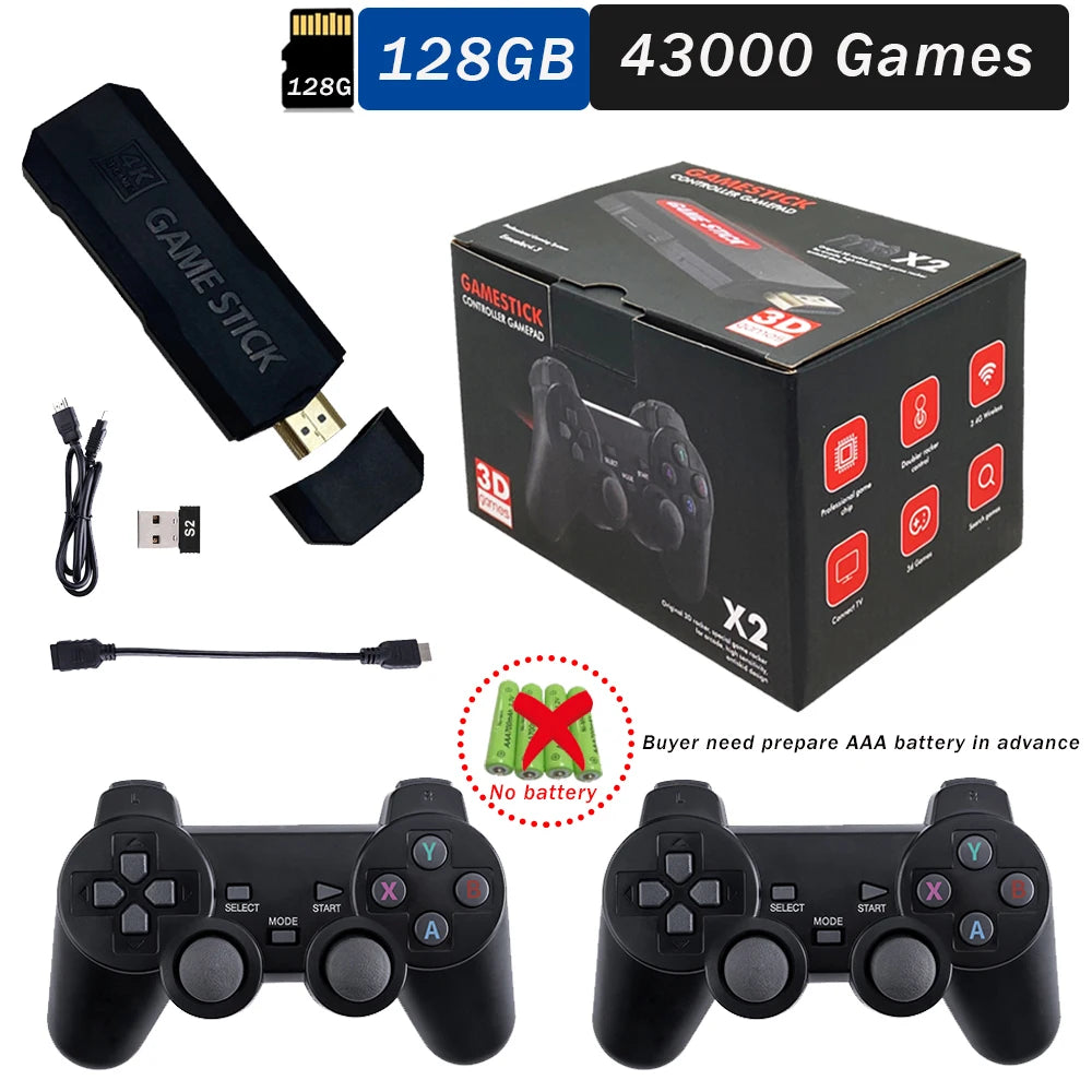 2024 GD10 X2 Pro 4K HD Portable TV Game Console With Dual Rechargeable Wireless Controllers 64GB 128GB 256GB 58,000 Games