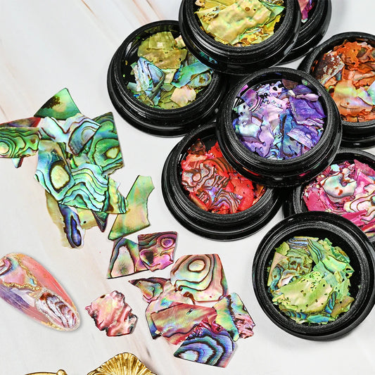 Holographic Abalone Shell Nail Art Set 40 Colors 3D Charm Flakes for Gel Polish Decoration