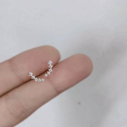 Elegant 925 Silver Needle Minimalist Round Cubic Zirconia Stud Earrings for Women
