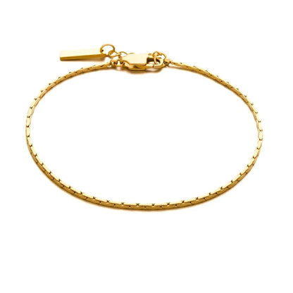 Men's Gold-Tone Stainless Steel Hammer Chain Bracelet Trendy Square Link Design