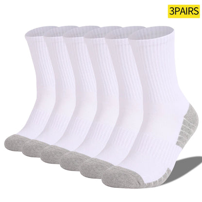3 Pairs Heavy Duty Cotton Trekking Socks Men Non Slip