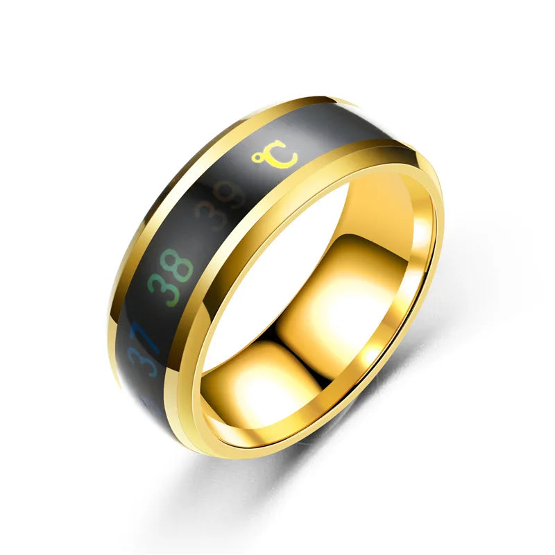 Titanium Steel Mood Ring for Men and Women - Emotion-Responsive Jewelry Gold