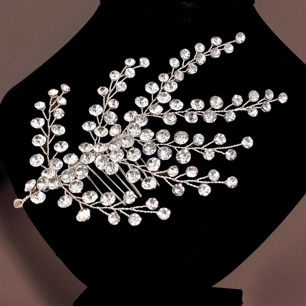 Elegant Crystal Bridal Hair Comb Silver Gold Wedding Headpiece for Women