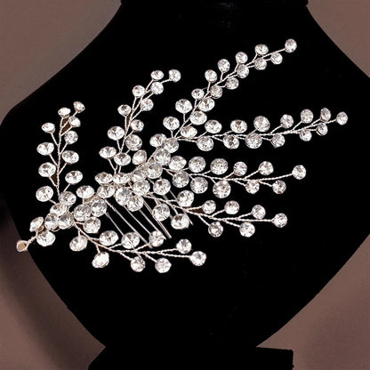 Elegant Crystal Bridal Hair Comb Silver Gold Wedding Headpiece for Women