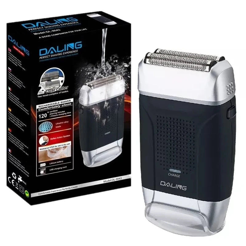 Powerful Electric Shaver for Men Wet Dry Rechargeable USB Razor with Stainless Steel Blades and Fast Charging