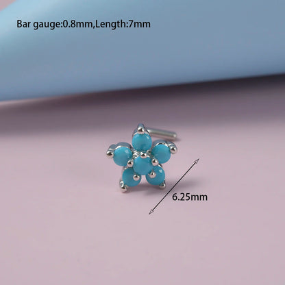 Turquoise Marquise Gem Sunflower Nose Bone Stud 20g Stainless Steel Piercing Jewelry