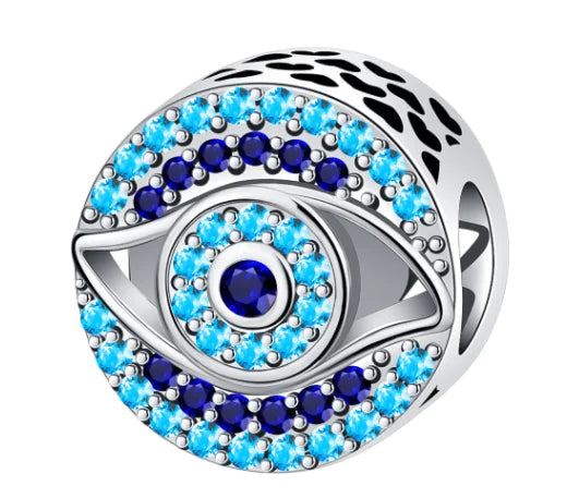 925 Sterling Silver Blue Evil Eye Jewelry Set With Zircon Charms Pendant Ring Earrings For Bracelet Necklace Gift