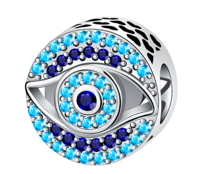 925 Sterling Silver Blue Evil Eye Jewelry Set With Zircon Charms Pendant Ring Earrings For Bracelet Necklace Gift