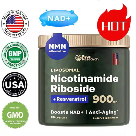 NAD Plus Anti-Aging Supplements for Enhanced Energy Focus and Cellular Health with Nicotinamide Riboside and Resveratrol