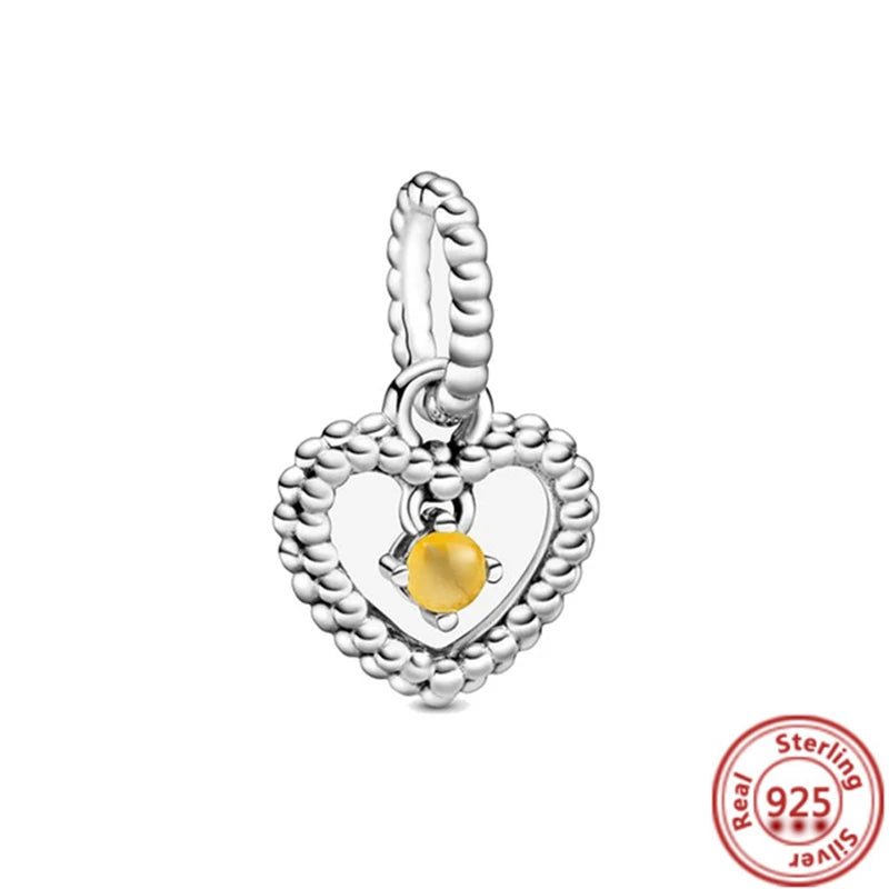 925 Sterling Silver Zodiac Pendant with Colorful Zircon for Charm Bracelets Y810 3mm-4mm